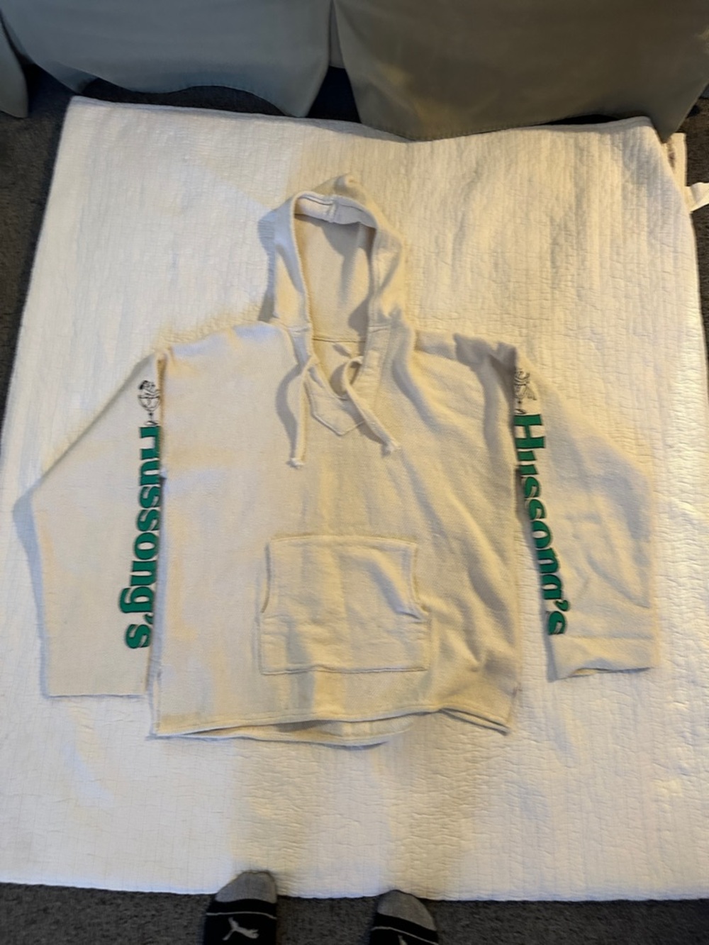 Cream Hooded Sweatshirt with Sleeve Logo
